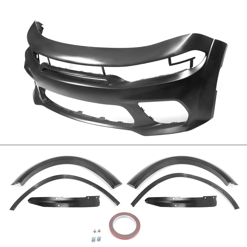 2015-2023 Dodge Charger IKON Gloss Black Front Rear Bumper Covers PP