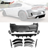 2015-2023 Dodge Charger IKON Gloss Black Front Rear Bumper Covers PP