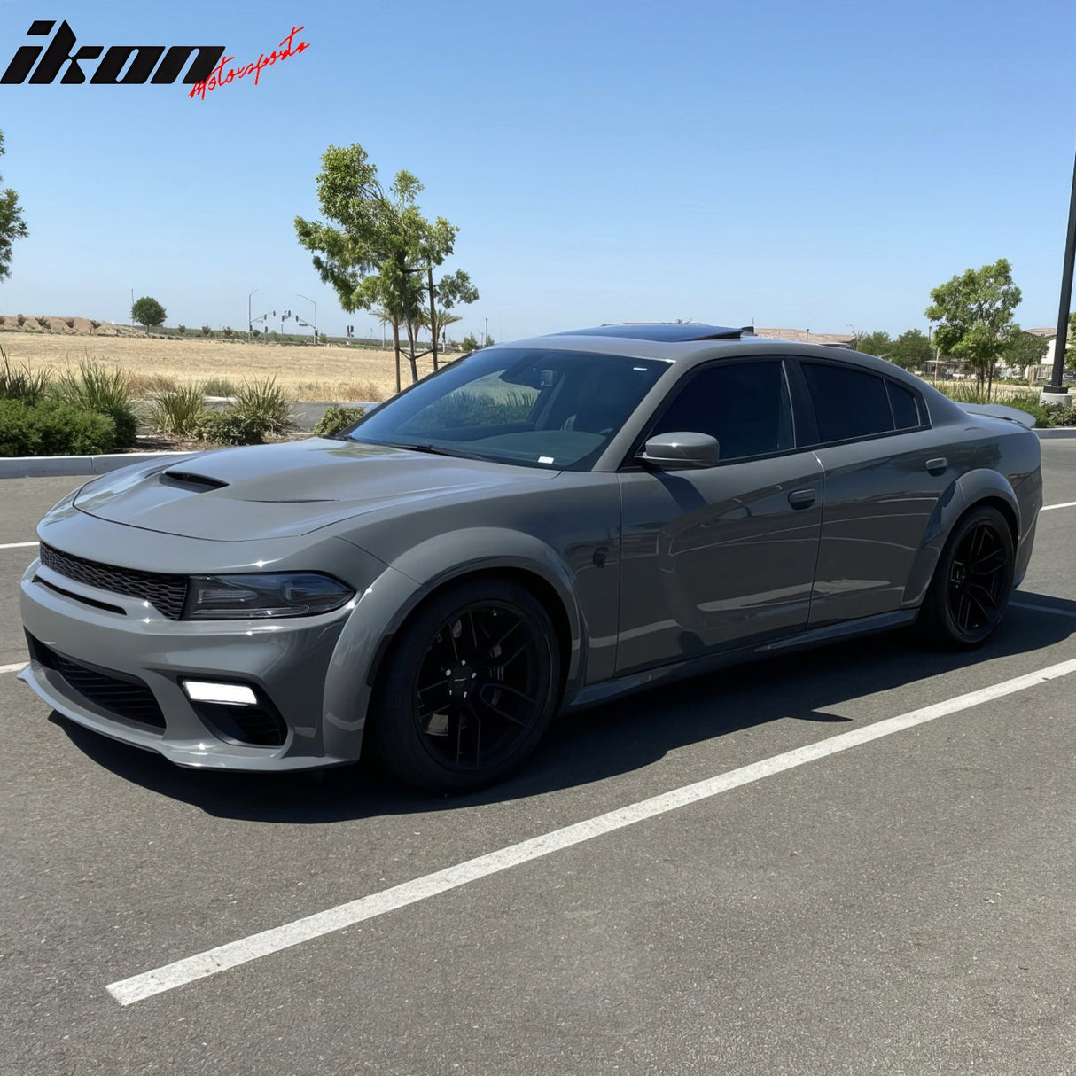 2015-2023 Dodge Charger IKON Matte Black Rear Bumper Cover Diffuer PP