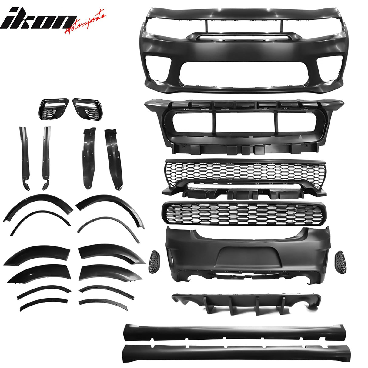 2015-2023 Dodge Charger IKON Matte Black Rear Bumper Cover Diffuer PP