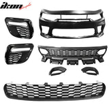2015-2023 Dodge Charger Widebody SRT Black LED Front Bumper Kits PP