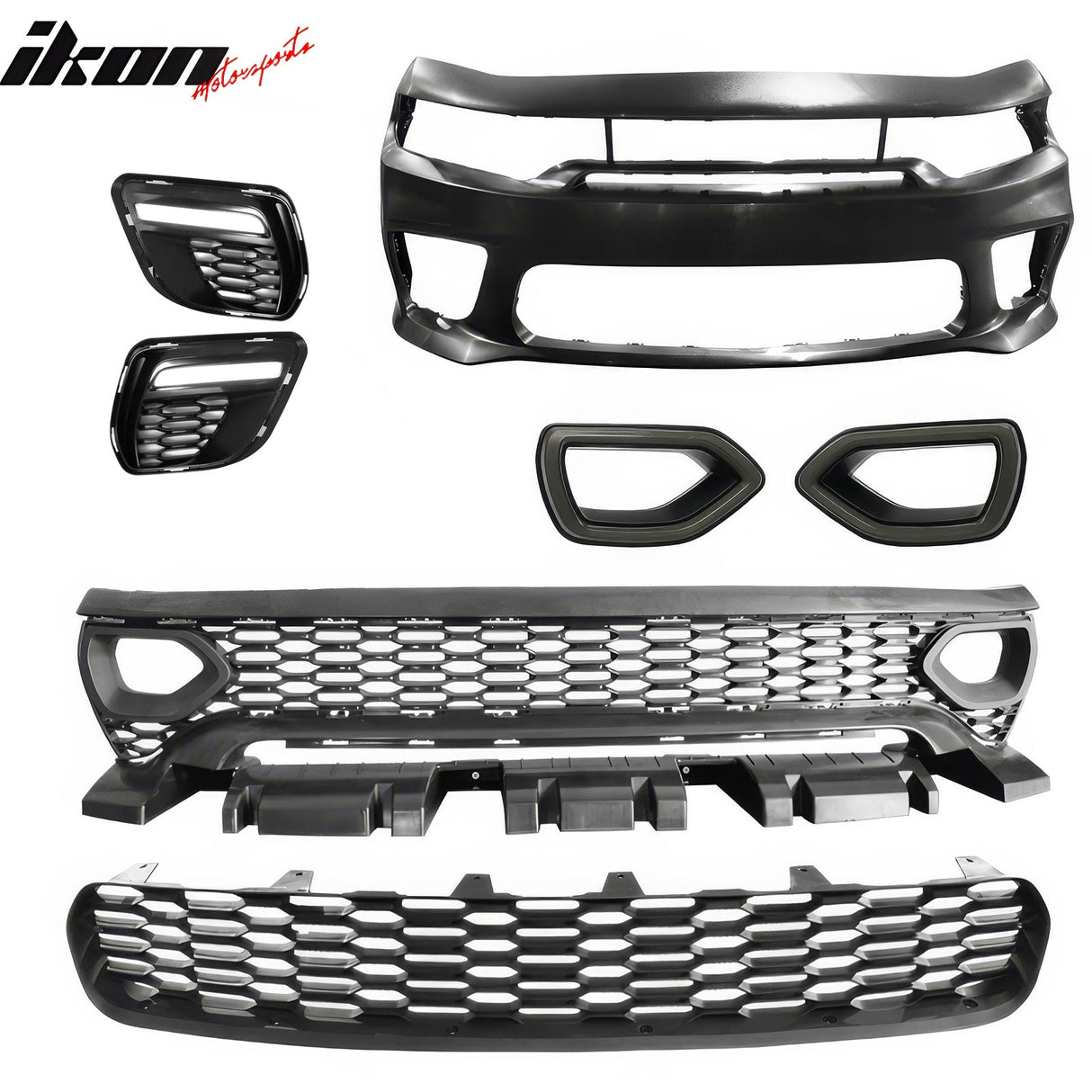 2015-2023 Dodge Charger Widebody SRT Black Front Bumper W/LED Light PP