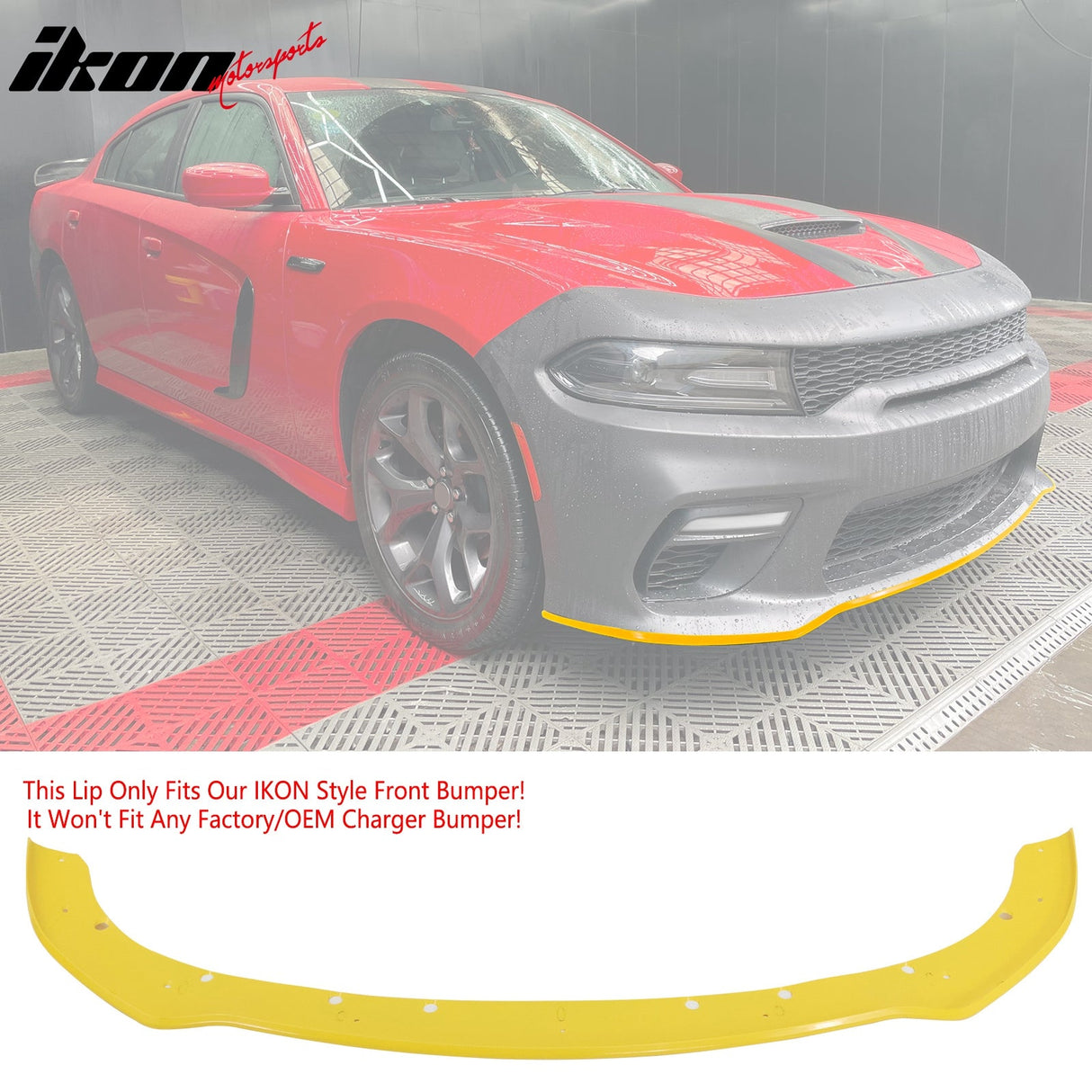 2015-2023 Dodge Charger Widebody LED Front Bumper Cover Yellow Lip PP