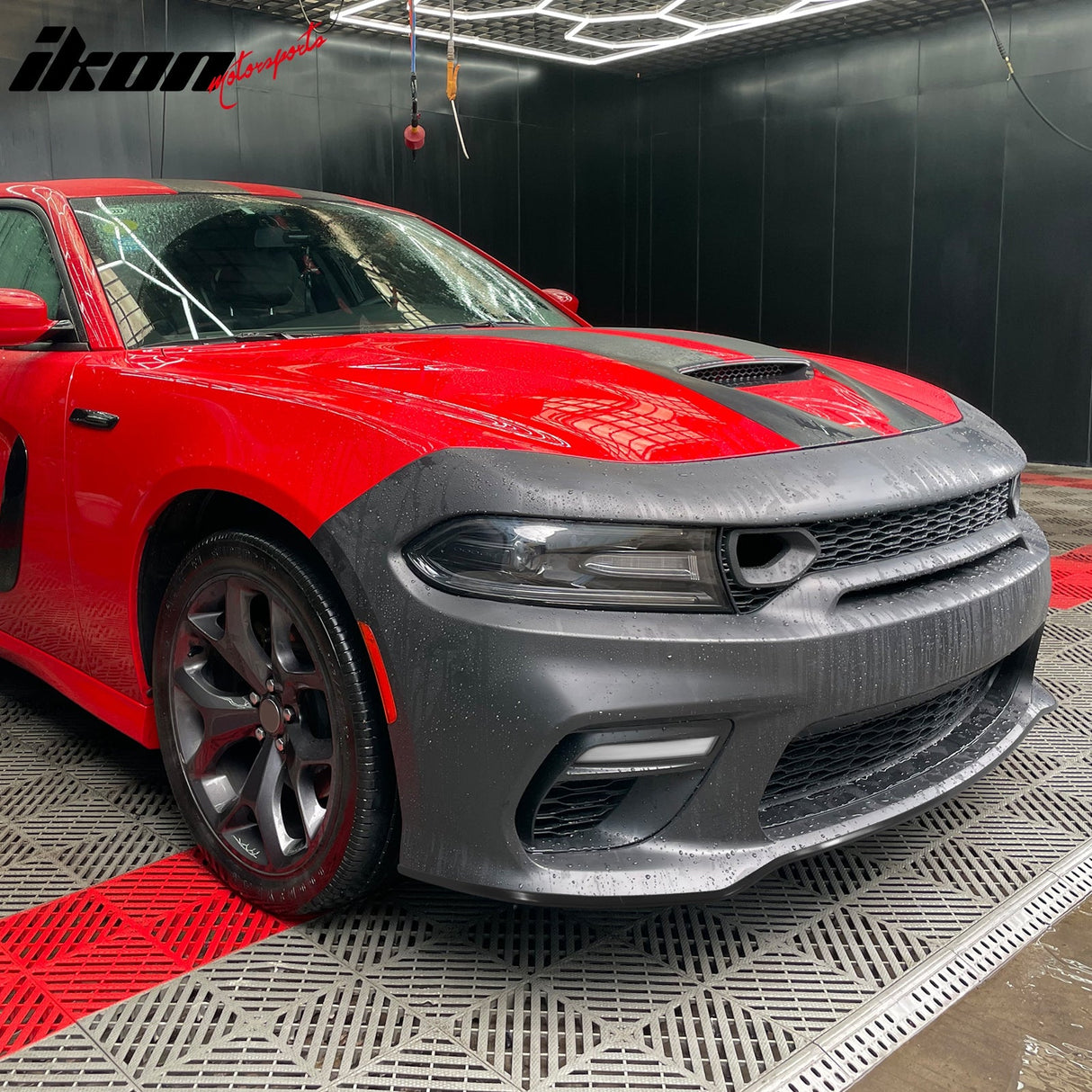 2015-2023 Dodge Charger Widebody LED Bumper Cover Matte Black Lip PP