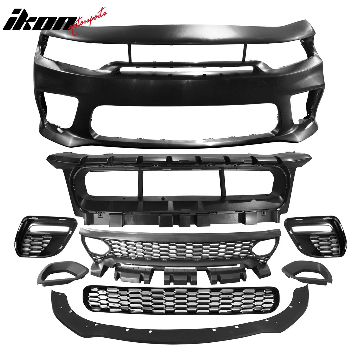 2015-2023 Dodge Charger Widebody LED Bumper Cover Matte Black Lip PP