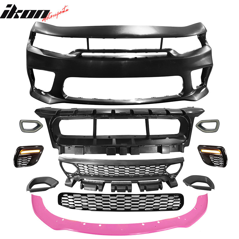 2015-2023 Dodge Charger Widebody SRT LED Front Bumper Pink Lip PP