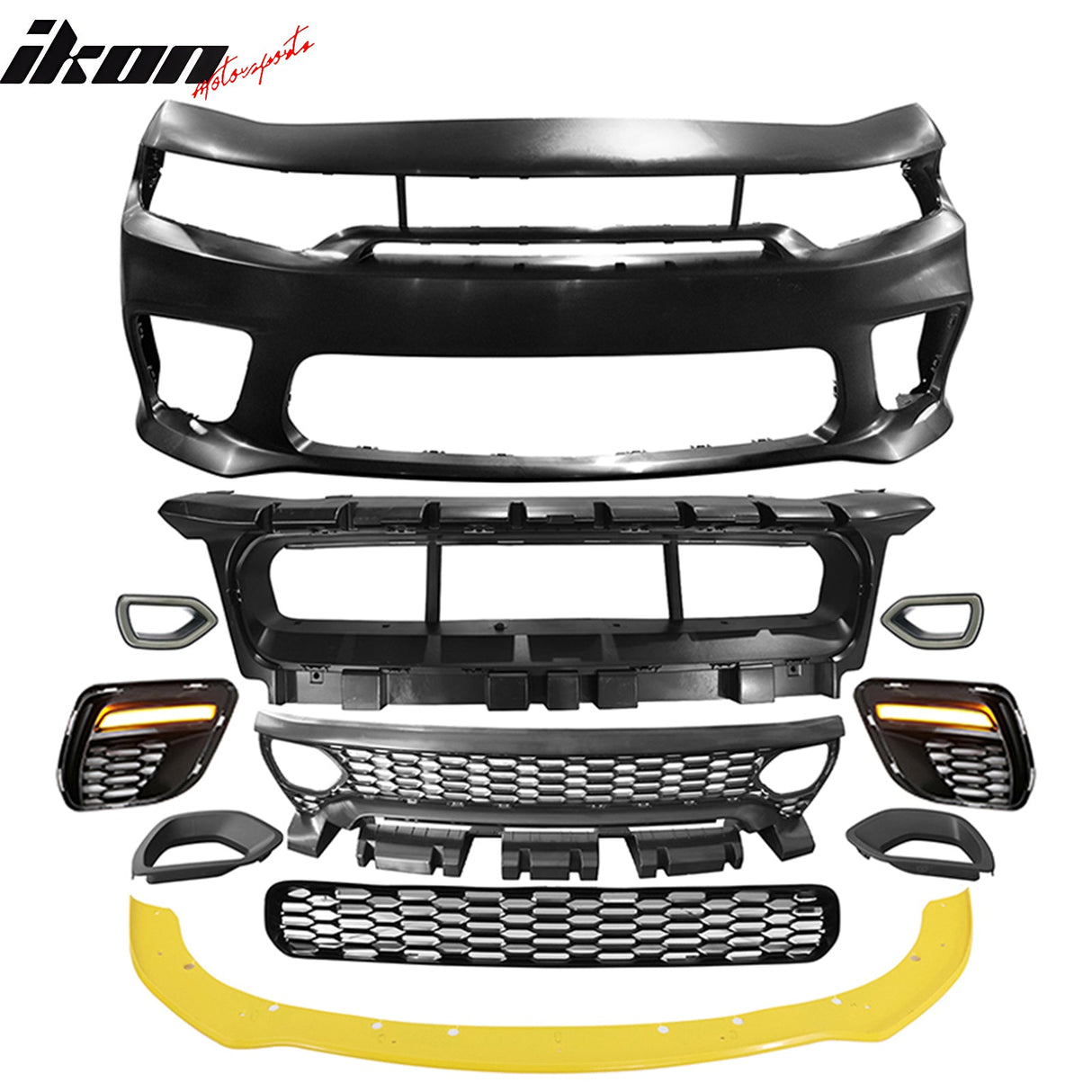 2015-2023 Dodge Charger Widebody SRT Bumper Cover Yellow Lip LED PP