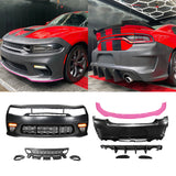 2015-2023 Dodge Charger Widebody SRT Rear Front Bumper Pink Lip PP LED