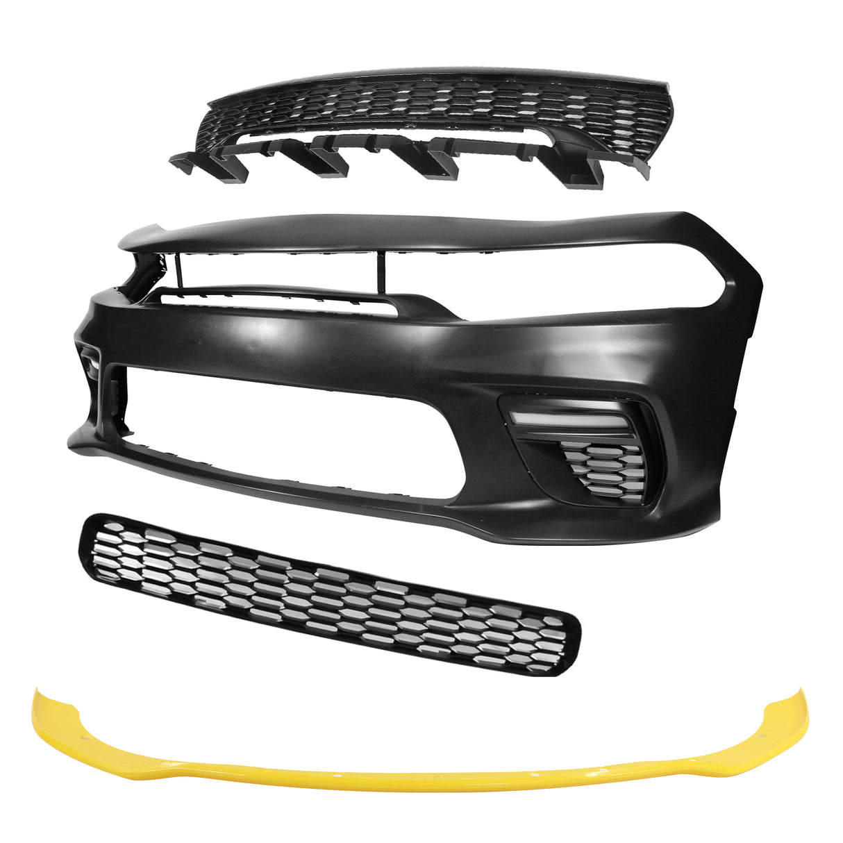 2015-2023 Dodge Charger Widebody SRT Front Bumper Yellow Lip PP LED