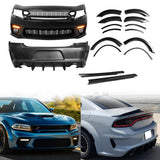 2015-2023 Charger IKON Matte Black Front Rear Bumper Covers LED PP