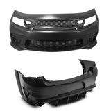 2015-2023 Charger IKON Matte Black Front Rear Bumper Covers LED PP
