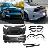 2015-2023 Charger IKON Matte Black Front Rear Bumper Covers LED PP