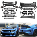 2015-2023 Charger Widebody Rear Bumper Covers W/ SRT Grilles LED ABS