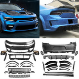 2015-2023 Charger Widebody Rear Bumper Covers W/ SRT Grilles LED ABS