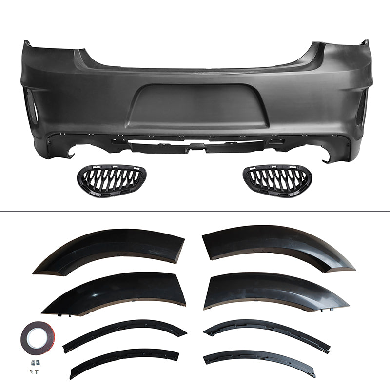 2015-2023 Charger Widebody Rear Bumper Covers W/ SRT Grilles LED ABS