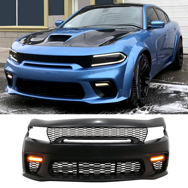 2015-2023 Charger IKON Gloss Black Front Rear Bumper Covers LED PP