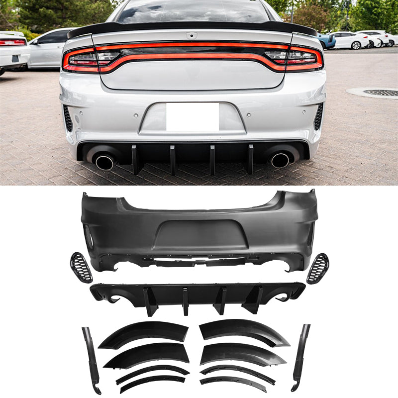 2015-2023 Charger IKON Gloss Black Front Rear Bumper Covers LED PP