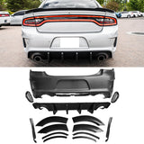 2015-2023 Charger IKON Gloss Black Front Rear Bumper Covers LED PP