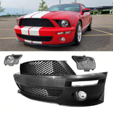 Front Bumper Cover + Headlights for Ford Mustang GT500 Style 2005-2009 PP