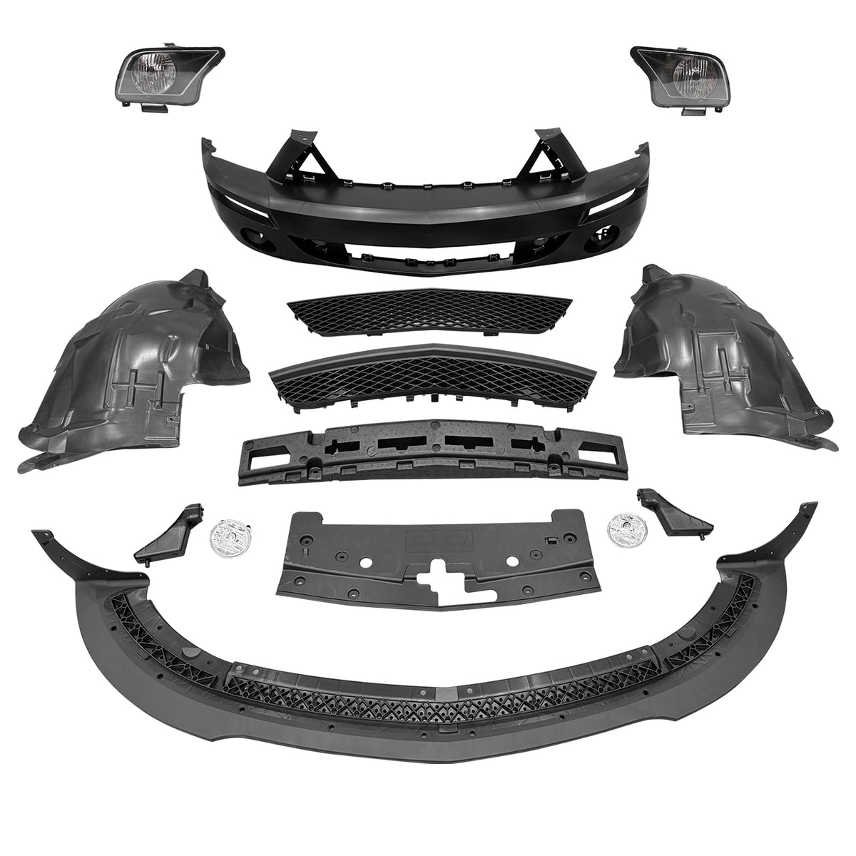 Front Bumper Cover + Headlights for Ford Mustang GT500 Style 2005-2009 PP