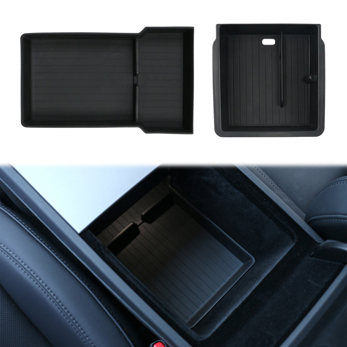 2024-2025 Tesla Model 3 Lower + Upper Center Console Storage Box TPE