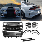 2015-2023 Charger IKON Matte Black Front Rear Bumper Covers LED Grille