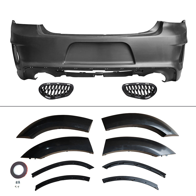 2015-2023 Charger IKON Matte Black Front Rear Bumper Covers LED Grille