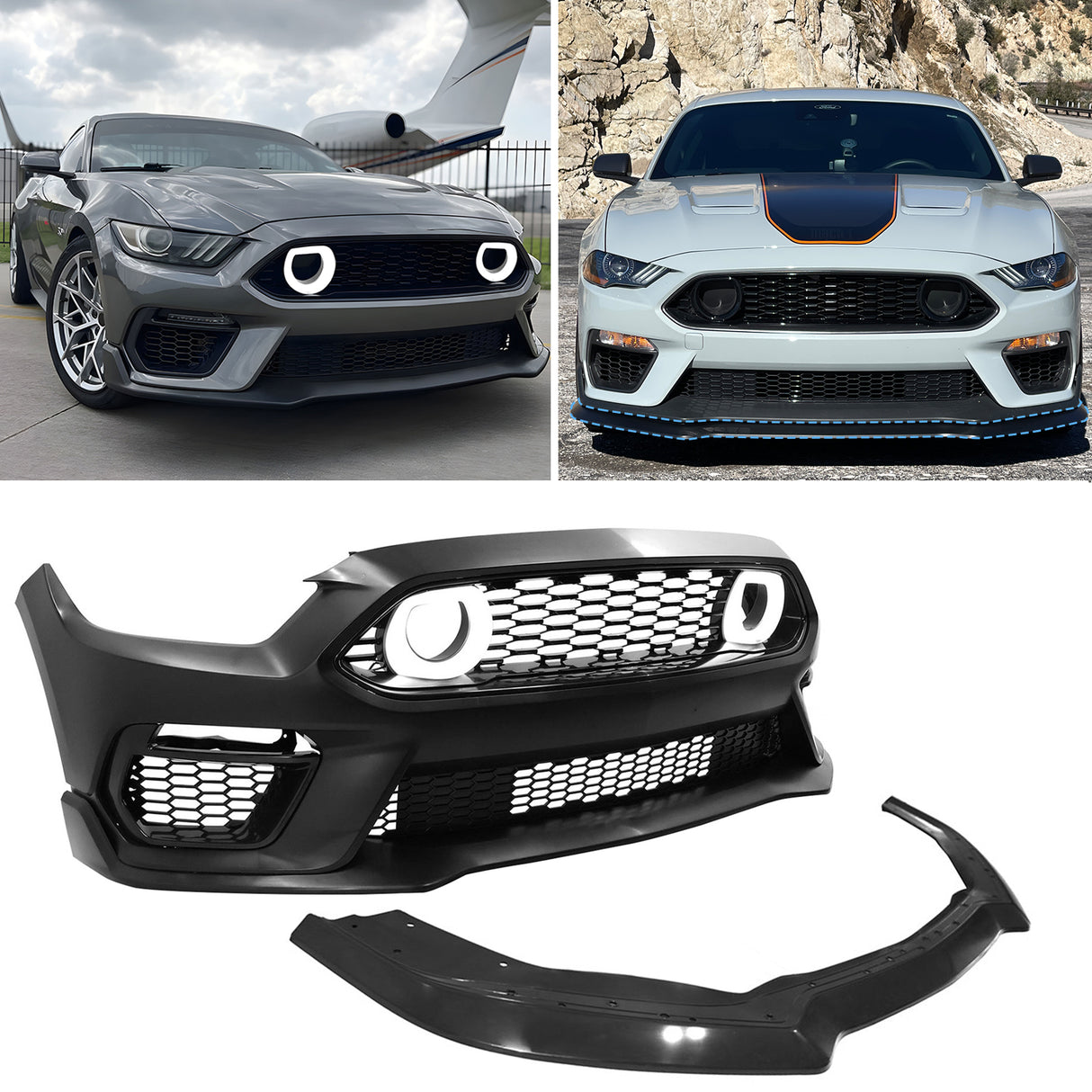2015-2017 Ford Mustang Front Bumper Cover W/ Chin Lip LED Grille