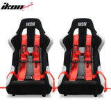 Universal Racing Bucket Seats W/ Slider 4 Point 3" Belt Harness Red