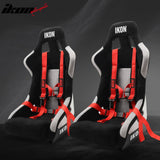 Universal Racing Bucket Seats W/ Slider 4 Point 2" Belt Harness Red