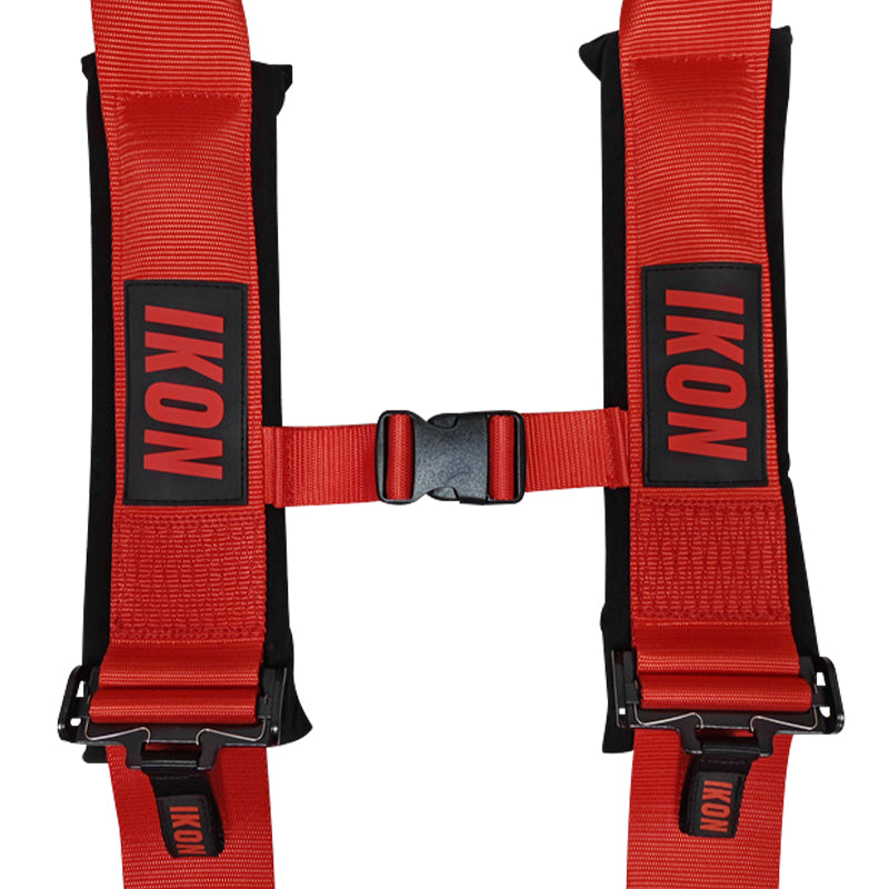Universal Racing Seat Belt Harness 3" 4 Point Strap Buckle Nylon Red