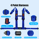 Universal Racing Seat Belt Harness 3" 4 Point Strap Buckle Nylon Blue
