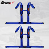 Universal Racing Seat Belt Harness 3" 4 Point Strap Buckle Nylon Blue