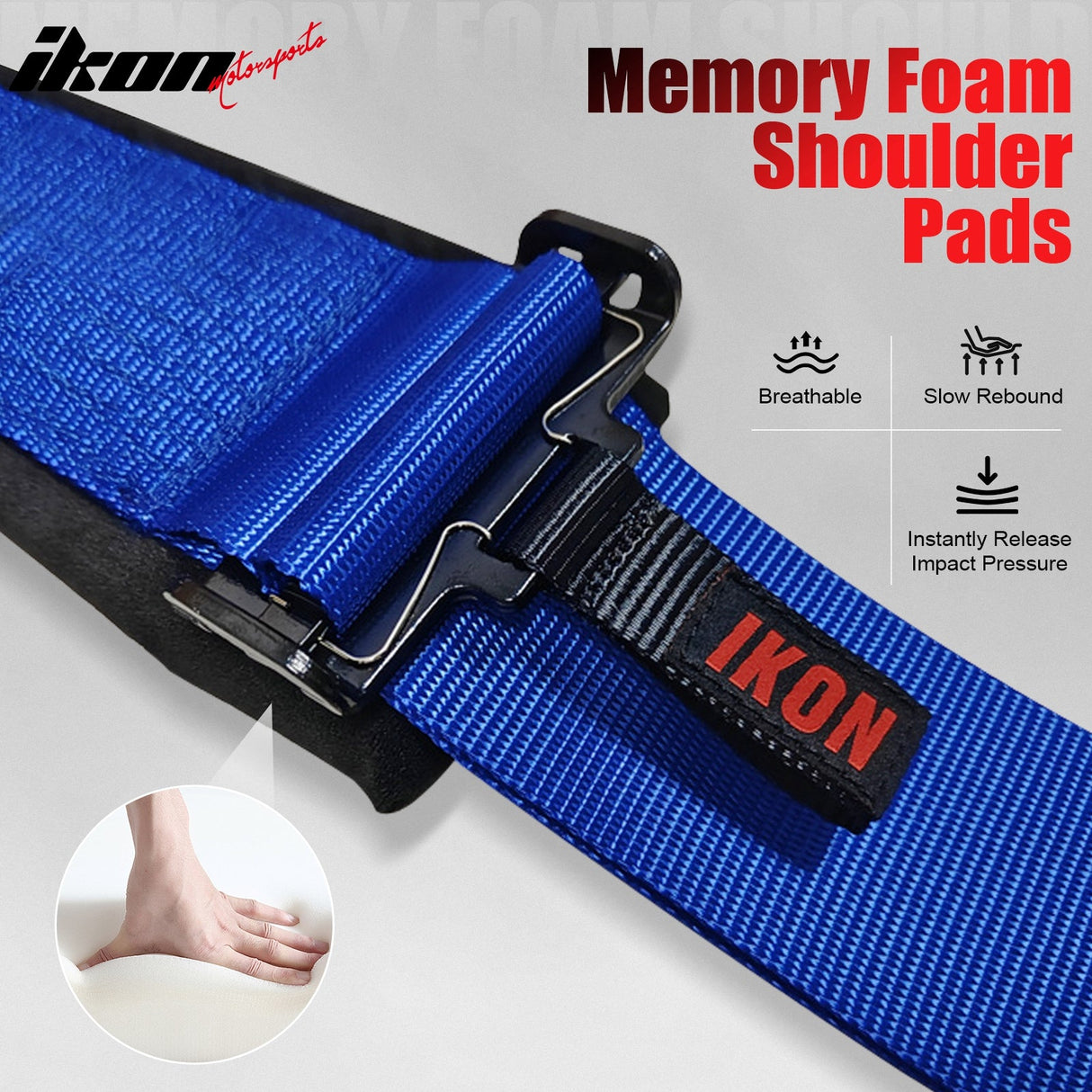 Universal Racing Seat Belt Harness 3" 4 Point Strap Buckle Nylon Blue