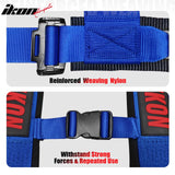 Universal Racing Bucket Seats W/ Slider 4 Point 3" Belt Harness Blue