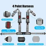 Universal Racing Seat Belt Harness 3" 4 Point Strap Buckle Nylon Grey