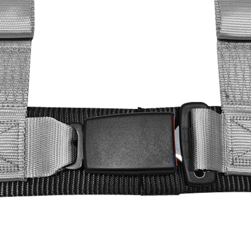 Universal Racing Seat Belt Harness 3" 4 Point Strap Buckle Nylon Grey