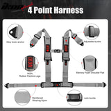 Universal Racing Bucket Seats W/4 Point 3" Belt Harness Grey