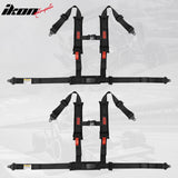 Universal 4 Point Racing Seat Belt Harness 2" Strap Buckle Black