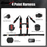 Universal Racing Bucket Seats W/ Slider 4 Point 2" Belt Harness Black