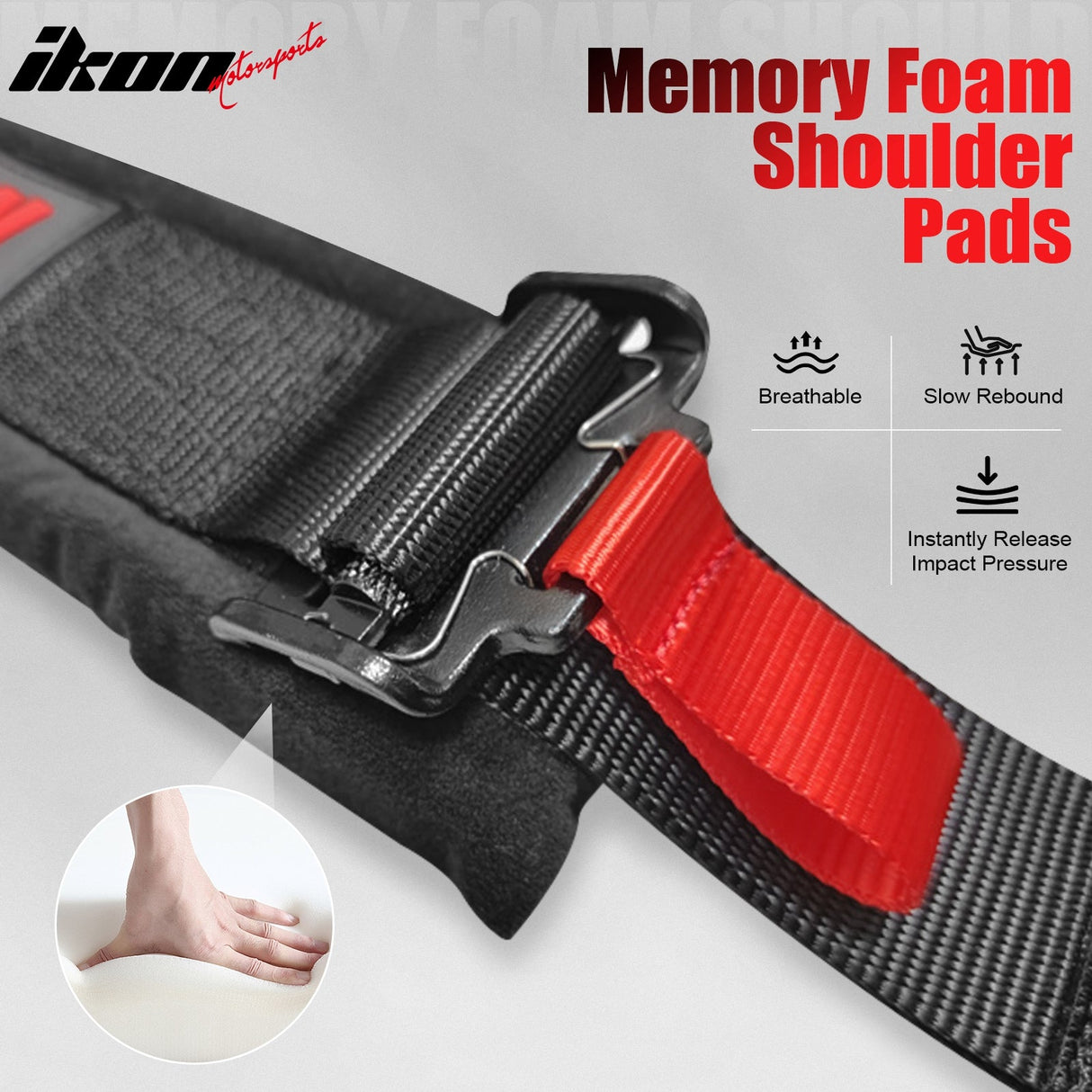 Universal 2" Wide 4 Point Buckle Racing Seat Belt Harness Nylon Black