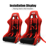 Universal 4 Point Racing Seat Belt Harness 2" Strap Buckle Red