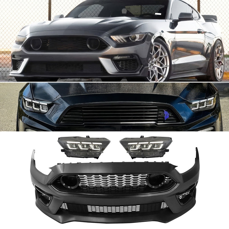 2015-2017 Ford Mustang Front Bumper Conversion W/ Headlights Grille PP