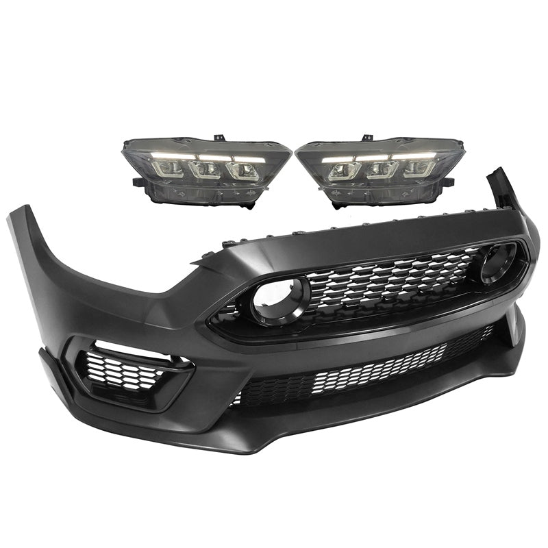2015-2017 Ford Mustang Front Bumper Conversion W/ Headlights Grille PP