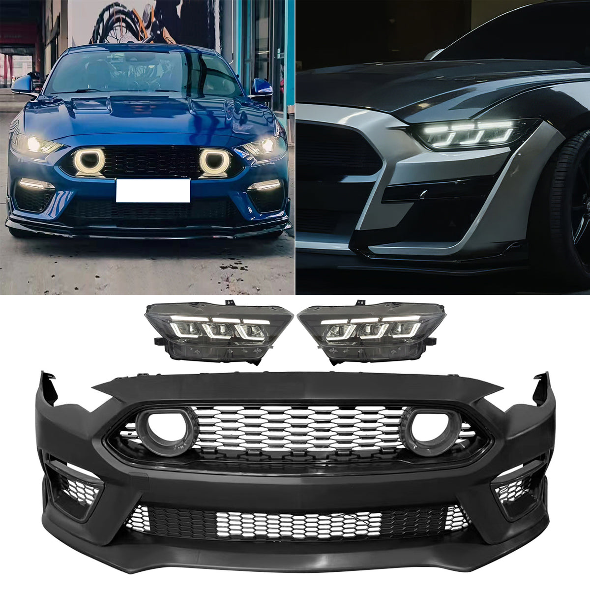 2018-2023 Ford Mustang Mach 1 Front Bumper Cover LED Grille Headlight