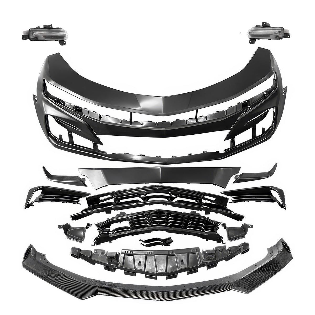 2019-2024 Chevy Camaro SS Front Bumper LED DRL Carbon Fiber Print Lip