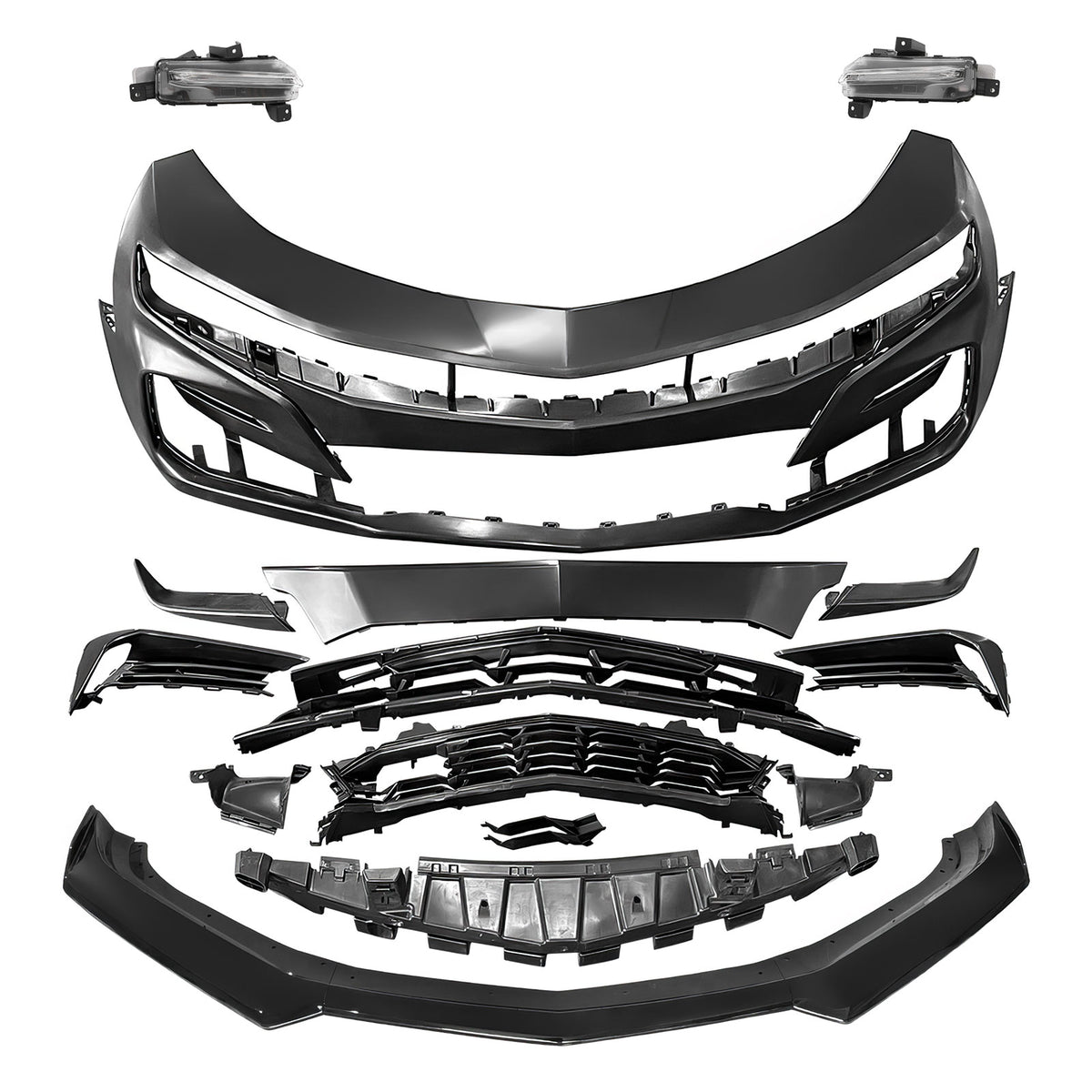 2019-2024 Chevy Camaro SS Unpainted Front Bumper Turn Signal Gloss Black Lip