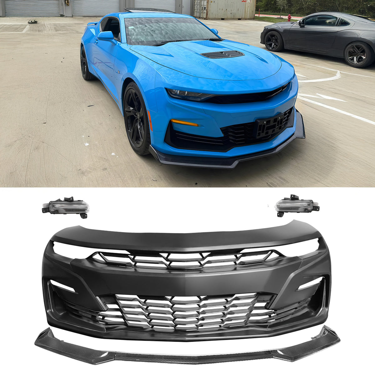2019-2024 Chevy Camaro Front Bumper Turn Signal Carbon Fiber Print Lip