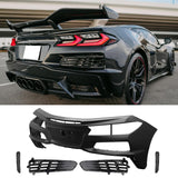 2020-2026 Chevy Corvette C8 Z06 Style Rear Bumper Cover W/ Grilles PP