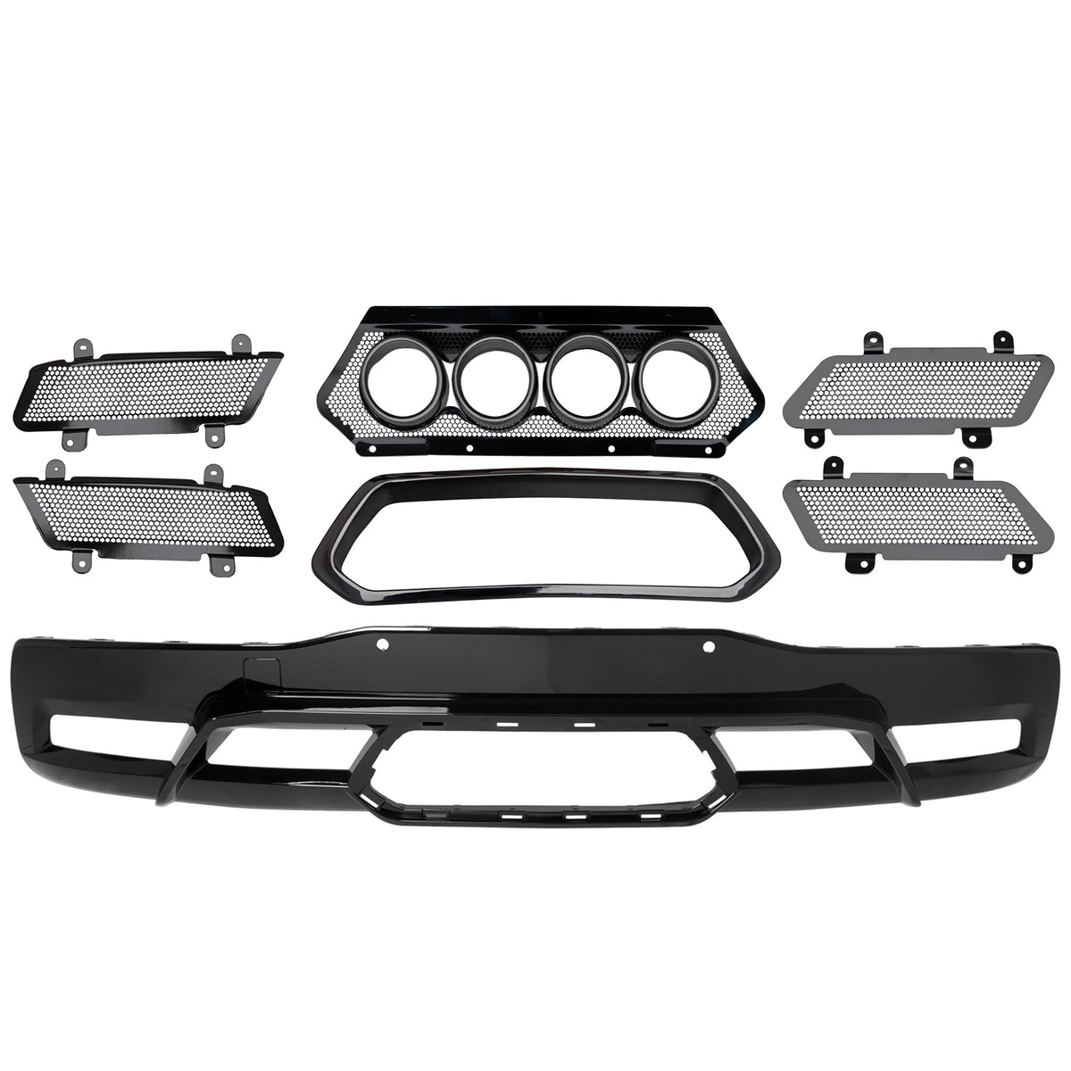 Rear Bumper Lip + Exhaust Tips + Grille for Chevy Corvette C8 2020-2026